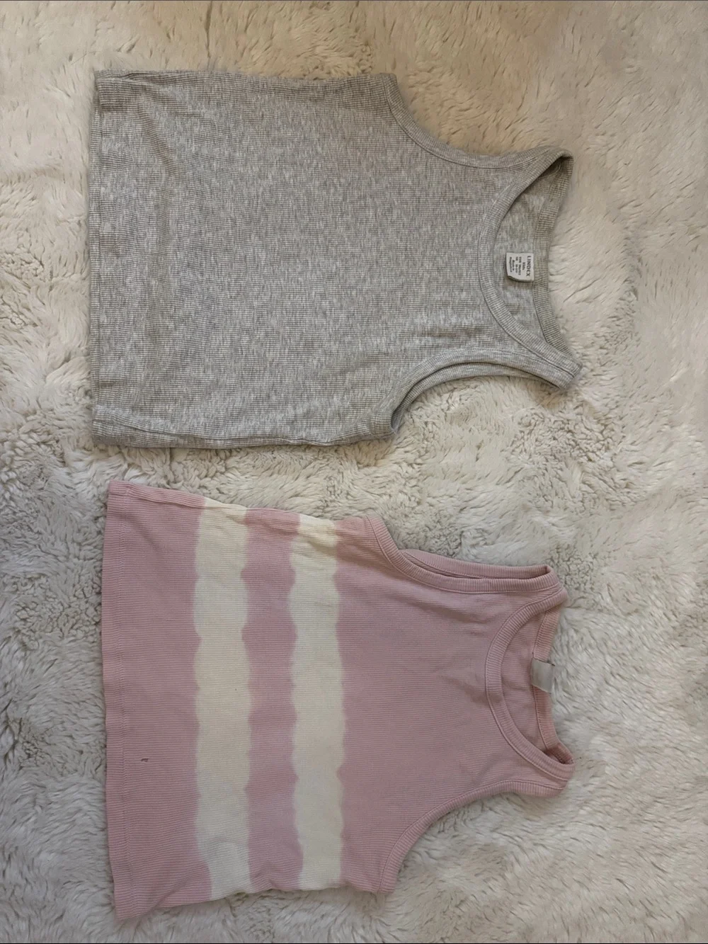 Girls LINDEX 2-Pack Tank Tops - Gray Heather & Pink Stripe